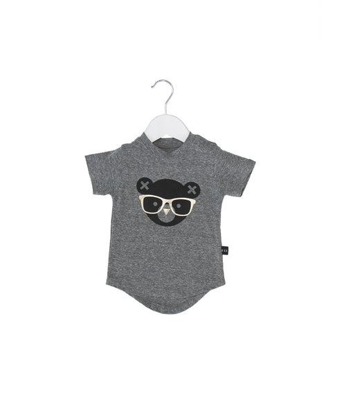 Huxbaby Nerd Bear Drop Back T-Shirt - Charcoal