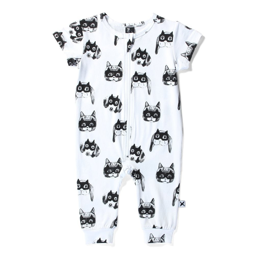 Minti Baby - Animal Heroes Summer Zippy Suit (White)