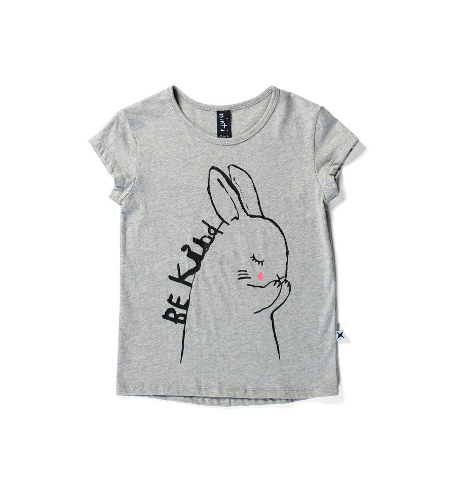 Minti - Be Kind Bunny Capped T-Shirt (Grey Marle)