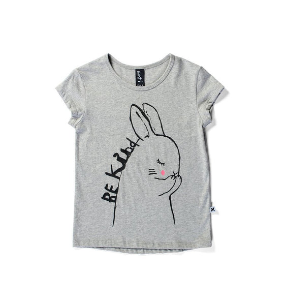Minti - Be Kind Bunny Capped T-Shirt (Grey Marle)