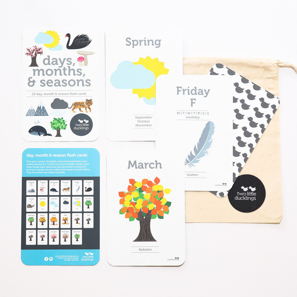 Two Little Ducklings - Days, Months, Seasons Flash Cards