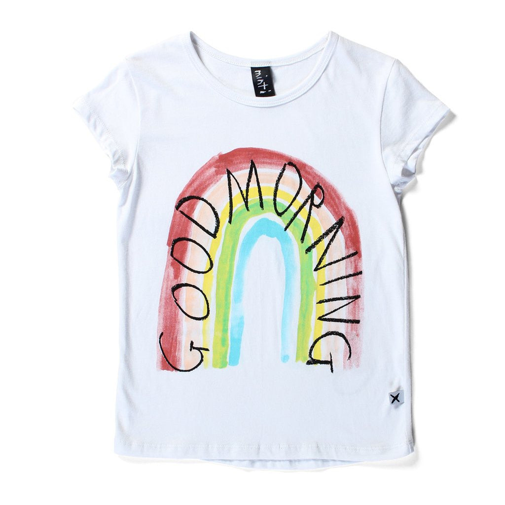 Minti - Good Morning Afternoon Capped T-Shirt (White)