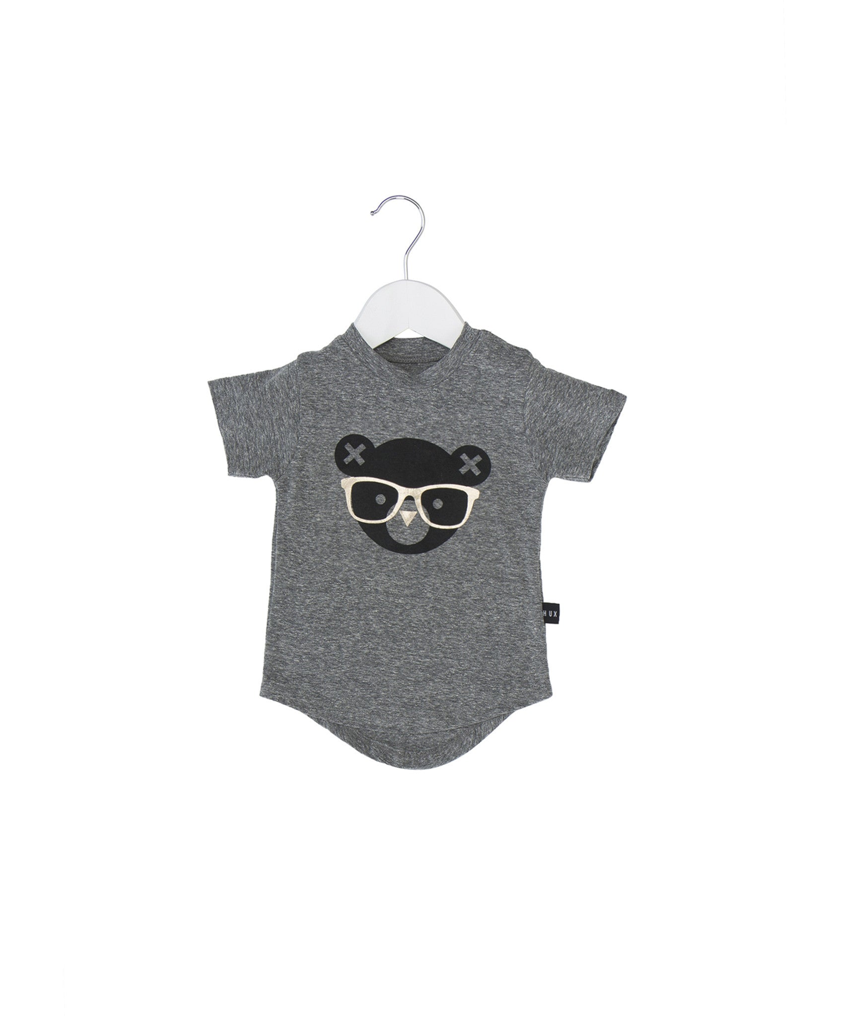 Huxbaby Nerd Bear Drop Back T-Shirt - Charcoal