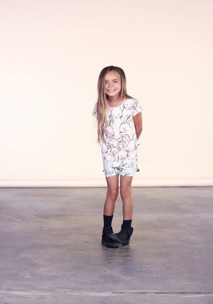 Minti - Sleepy Bunnies Capped T-Shirt (Ballet Pink)